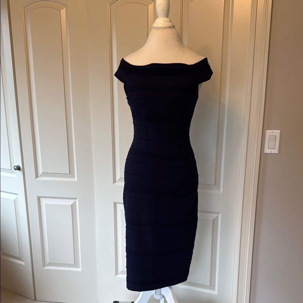 Ted Baker Navy Sleeveless Off-Shoulder Bodycon Dress